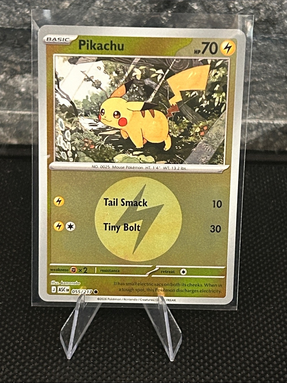 Pokemon Pikachu 055/217 Reverse‎ Holo Card from Ascended Heroes Set M/NM